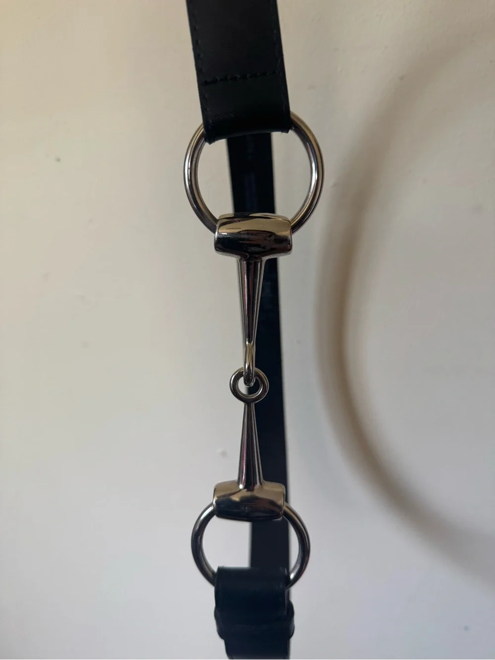 Silver Horse-bit Buckle Black Leather Belt Size 38”  Unisex